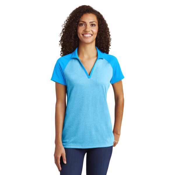 Ladies RacerMesh Raglan Heather Block Polo Thumbnail